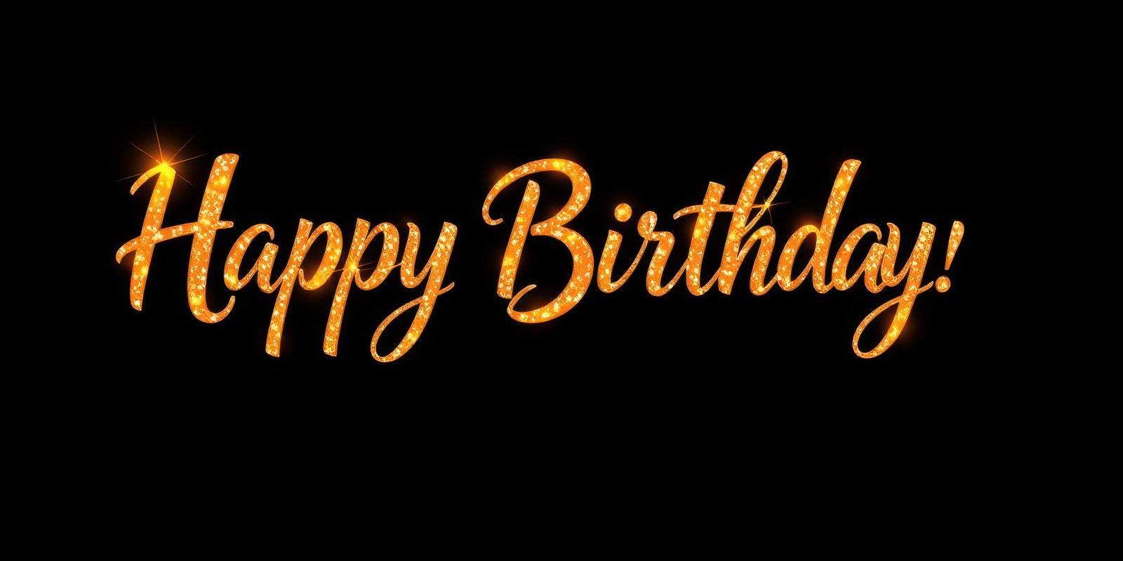 Sparkling happy birthday message against a dark background with a joyful celebration theme